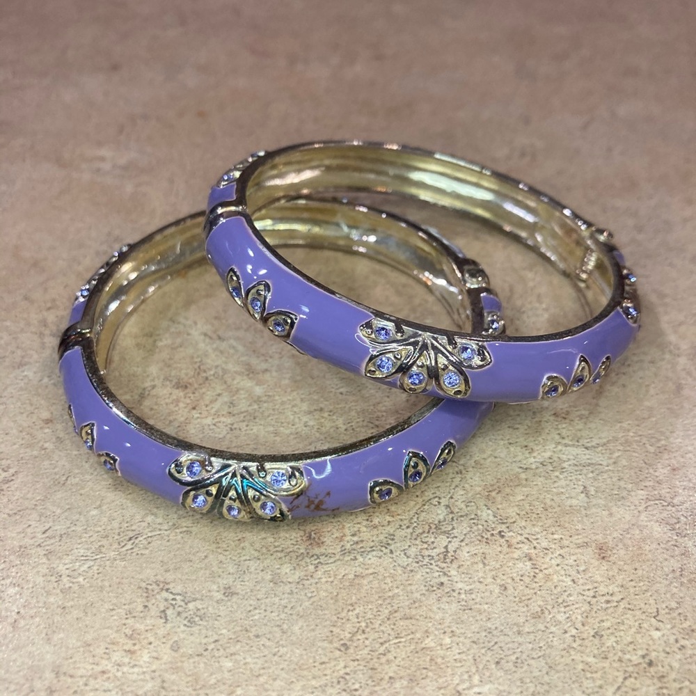 Purple enamel fashion bracelet set of 2 - Picture 4 of 5